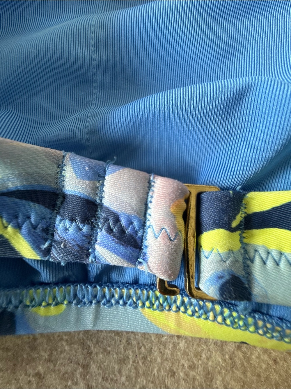aerie Blue & Yellow Floral Bralette Bikini Top - Picture 7 of 8